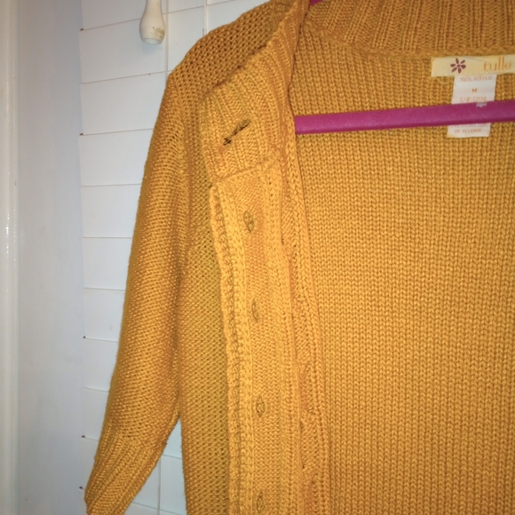 Women's Tulle Button up Short Sleeve Sweater  size Medium - Picture 4 of 5